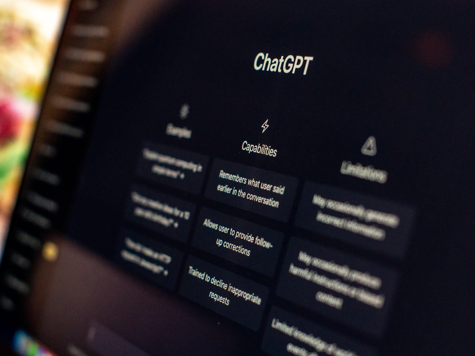 Stock photograph of the ChatGPT search and conversation interface