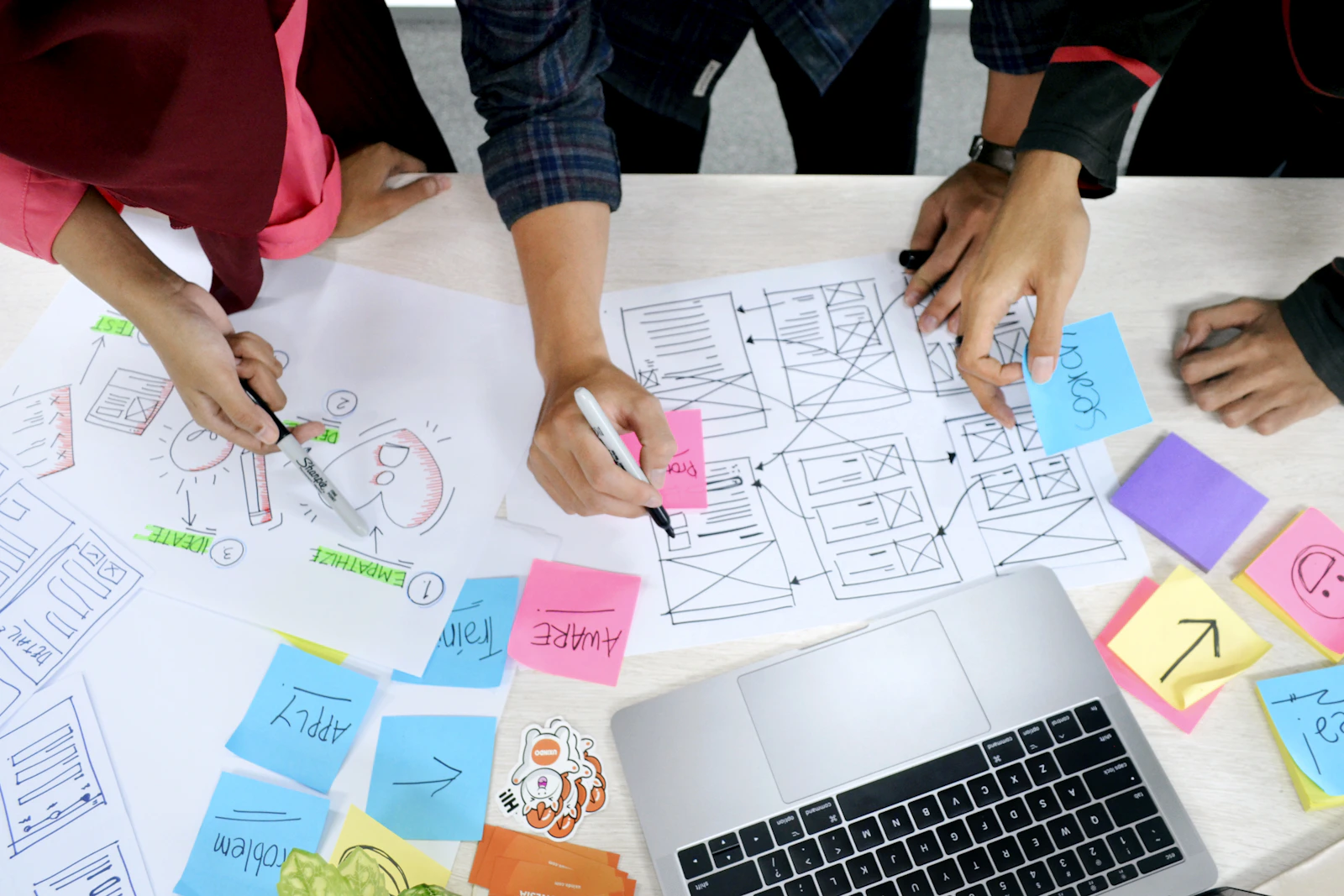 Stock photograph of website wireframe planning